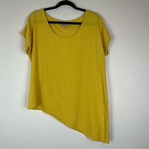 ABACA Yellow Gauzy Cotton Asymmetrical Hem Tee size 1 (S/M)